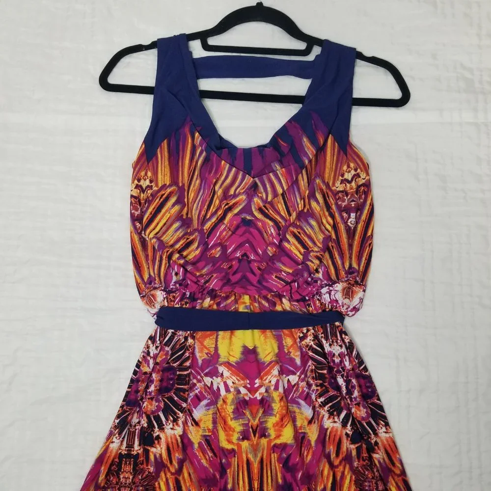 Fenn Wright Manson Womens 4 Sleeveless High-Low Blue Purple Yellow Orange Dress - Picture 11 of 16